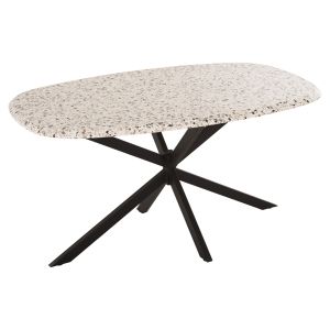 ТРАПЕЗНА МАСА OVAL RODDEN HM11903,03 WERZALIT TABLETOP IN TERRAZZO COLOR-BLACK METAL BASE 146X94X75HCM