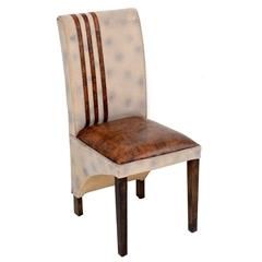 FABRIC/LEATHER CHAIR IN BROWN COLOR 