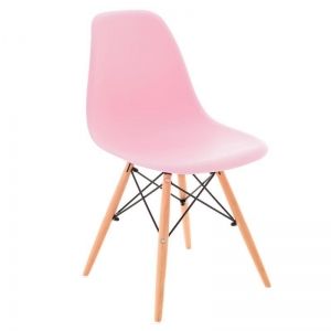 PLASTIC CHAIR IN PINK COLOR WITH WOODEN LEGS 46X44X80