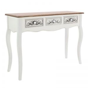 WOODEN CONSOLE WITH BLACK AND WHITE DESIGN 108X37X80