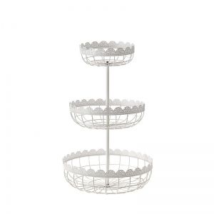 WHITE METAL 3TIER FRUIT STAND 