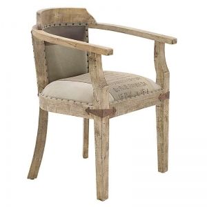 FABRIC/LEATHER CHAIR IN BEIGE COLOR 58X48X86