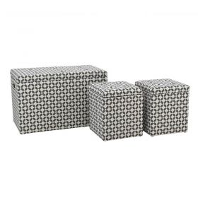 S/3 FABRIC STOOL - BOX IN GREY-WHITE COLOR