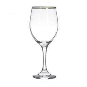 S/6 RED WINE GLASS IN CLEAR-GOLD COLOR