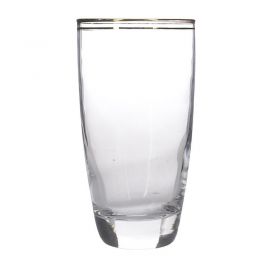 S/6 WATER GLASS IN CLEAR-GOLD COLOR 