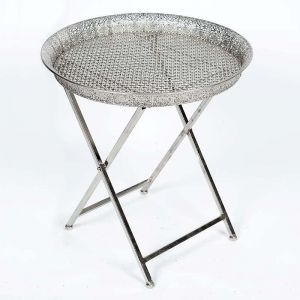 METAL TRAY TABLE IN SILVER COLOR 51X54