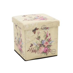 PU FOLDING STOOL/BOX  ROSES  36X36X36