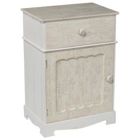 WOODEN COMMODE IN WHITE COLOR AND EMBOSSED DECOR 45Χ32Χ65