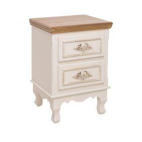 WOODEN COMMODE IN WHITE-BEIGE COLOR 37X33X53
