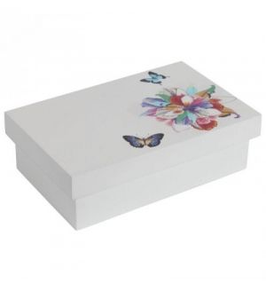 Бяла бижутерийна кутия с цветя