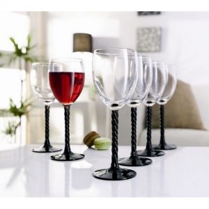 Authentic-Чаши за бяло вино черно столче 250 мл, 3 бр.- H5654