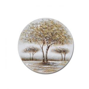 CANVAS PANEL (3D) ROUND 3 2-SIDED TREES SILVER/BROWN Φ50x2.6cm