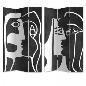 Двулицев параван арт фигури в черно и бяло