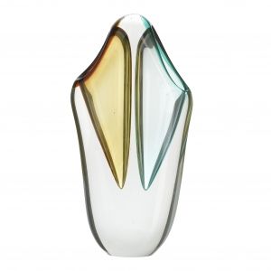 Стъклена ваза прозрачно стъкло и цвят амбър