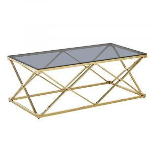 Холна маса със златна рамка и черен стъклен плот
