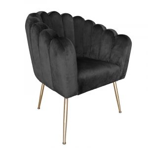 Черно кресло със златни метални крака