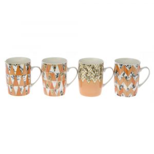 Бяла керамична ваза с оранжеви шарки