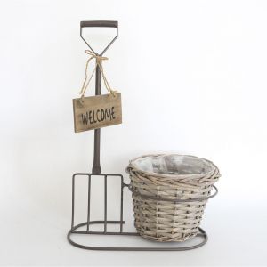 DECO BROWN FORK W BASE AND BASKET 30x19x45CM
