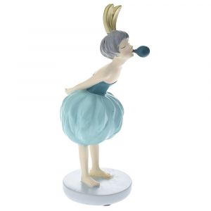 DECO SWEET GIRL WITH A BUBBLE GUM RESIN STATUE 11X8X23CM