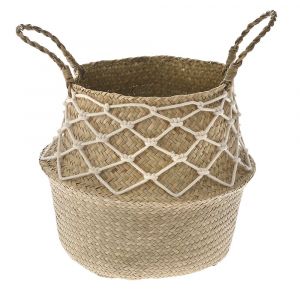 NATURAL WICKER POT WITH COTTON CORD 36x32cm
