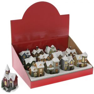 POLYRESIN LIGHT UP HOUSES 8X7X10 CM IN 12 STYLES
