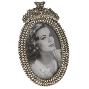 SILVER POLYRESIN OVAL PHOTO FRAME 13X21 CM FOR 10X15 PHOTO