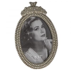 SILVER POLYRESIN OVAL PHOTO FRAME 15X23 CM FOR 13X18 PHOTO