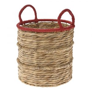 WILLOW BASKET W RED TOP D19x17CM