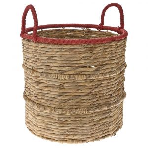 WILLOW BASKET W RED TOP D41x39CM