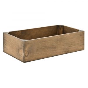 WOODEN CRATE FULLY ASSEMBLED AND DYED BROWN 32X17X9CM