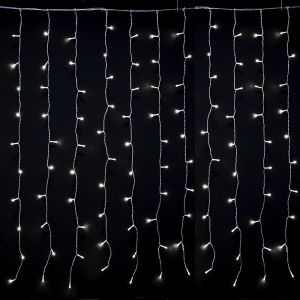 КОЛЕДНИ LED ЛАМПИЧКИ 200LED ICICLE CURTAIN LIGHTS CLEAR WHITE 2X1M CONNECTABLE STEADY OUTDOOR