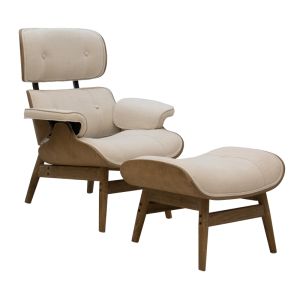 Кресло Relax Mirto от масивно дърво и бежова текстилна дамаска 80x80x96,5cm