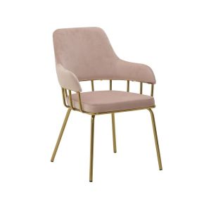 Розов плюшен стол със златни крака