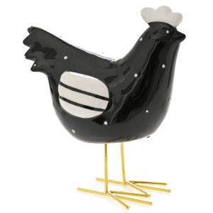 Великденска кокошка черно и златно16x9x17 см 