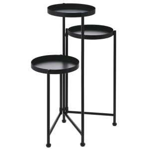 BLACK METAL FLOWER STAND 26X23X70 CM WITH 3 LEVELS
