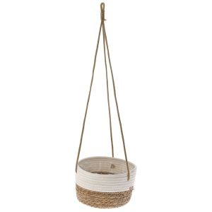 COTTON ROPE AND SEAGRASS HANGING BASKET D 53X14 60 CM