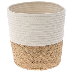 COTTON ROPE AND SEAGRASS PLANTER BASKET D 25X25 CM