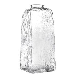 GLASS SQUARE VASE WITH NARROW OPENING 13X13X31CM