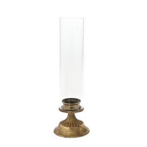 Златен метален свещник с чашка 12,5χ12,5χ38,5cm
