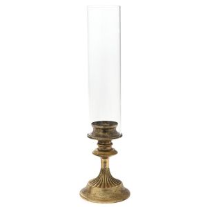 Златен метален свещник със чашка 12,5χ12,5χ45см