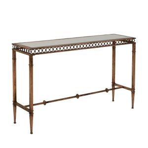 METAL CONSOLE TABLE WITH MIRROR BRONZE 121X34X74