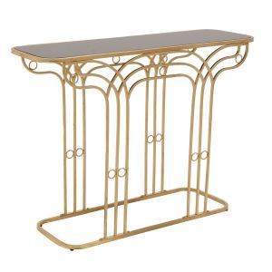 METAL/WOODEN CONSOLE TABLE WITH MIRROR GOLDEN/BLACK 110X35X80