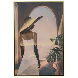 OIL PAINTING ON TOP OF PRINTED CANVAS OF A WOMAN 82X142 CM WITH GOLDEN FRAME
