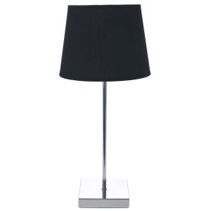 SILVER METAL TABLE LAMP D 21X45 CM WITH BLACK FABRIC SHADE