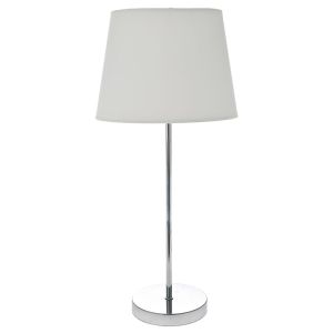SILVER METAL TABLE LAMP D 21X45 CM WITH WHITE FABRIC SHADE