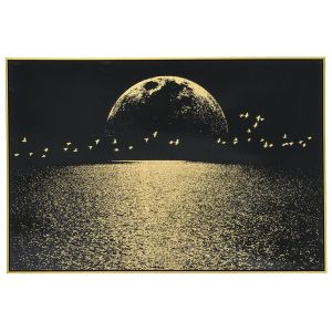 WALL ART PRINT ON CANVAS WITH GOLD FOIL DETAILS OF MOONLIGHT 122X82 CM WITH GOLDEN FRAME