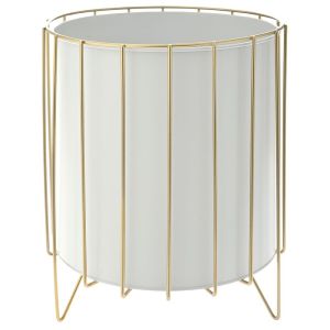 WHITE METAL PLANTER IN GOLD STAND D 27X33 CM