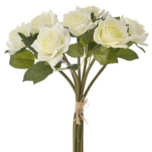 Букет изкуствени бели рози 35CM