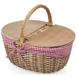 WILLOW PICNIC BASKET 45X34X37 CM WITH WOODEN LID