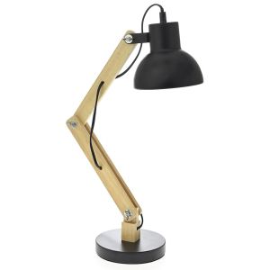 WOODEN OFFICE LAMP WITH BLACK METAL SHADE 30X15X55CM